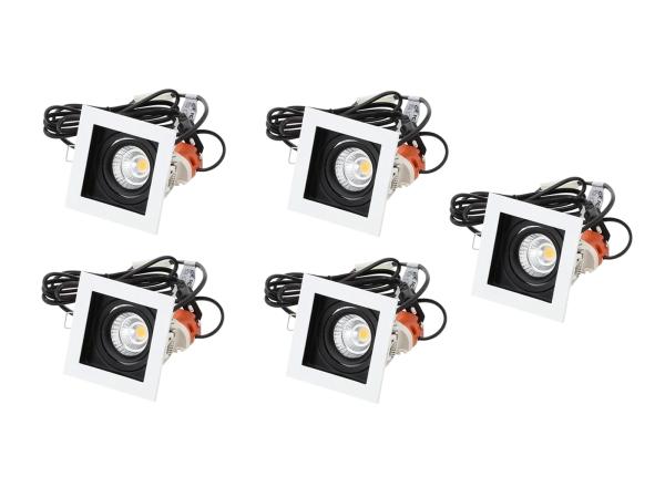 5x Base On led inbouwspot met trafo 90x90mm wit