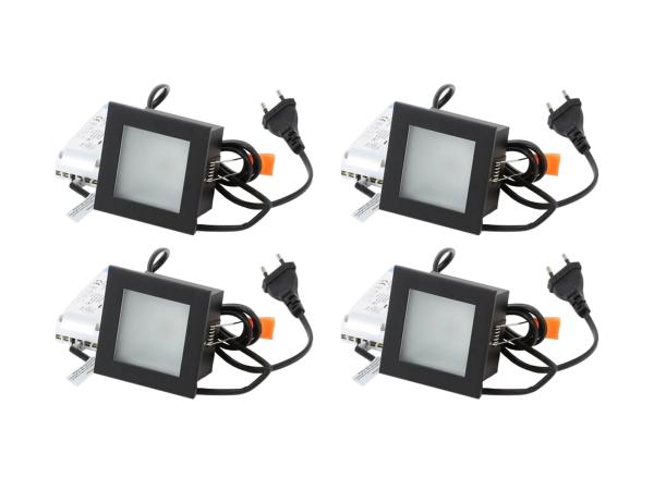 4x Base On led inbouwspot met trafo 90x90mm zwart