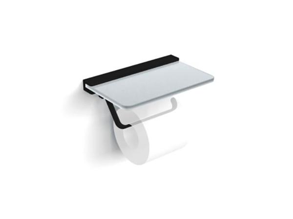 Beaux closetrolhouder met glazen planchet Ulis mat zwart