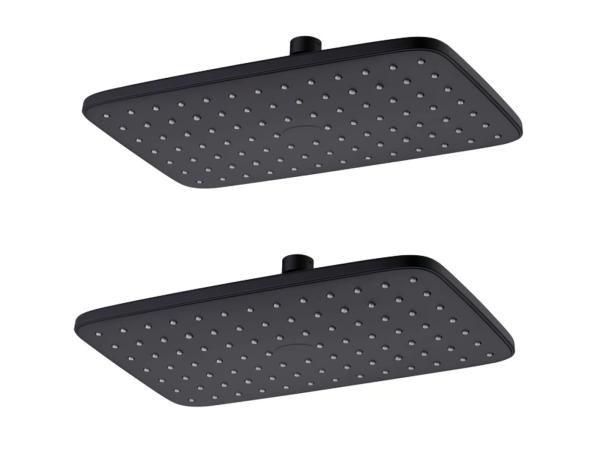 2x Beaux hoofddouche rechthoekig 29x18cm Port mat zwart