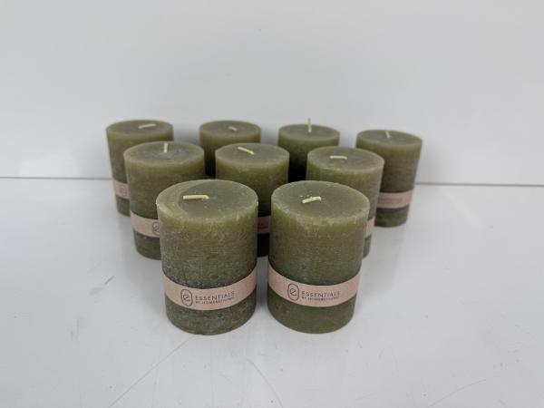 9x Essentials Kaars | Groen 6x8 cm