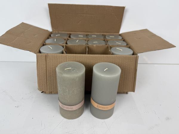 12x Essentials Kaars | Grijs 7x14 cm