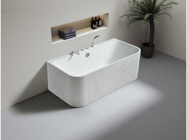 opbouw acryl design bad met kraanwerk - mat wit
