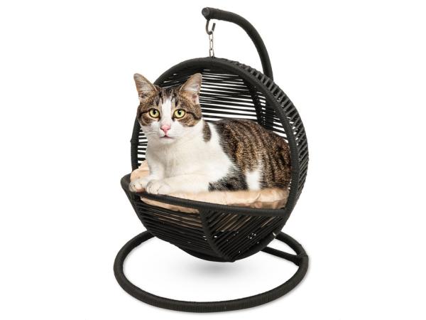 Bella Home - Kattenmand Zwart met creme kussen