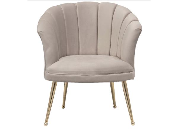 Bella Home - Schelpfauteuil velvet creme - gouden poten
