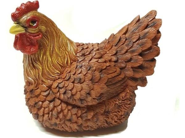 Tuinbeeld Kip - 23x19x13 cm - Bruin
