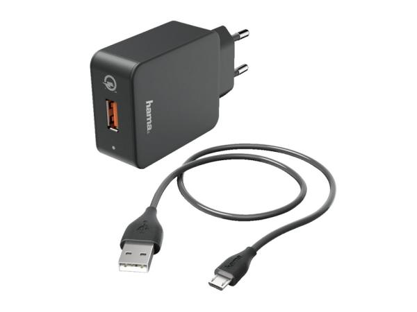 HAMA Laadset micro-USB 3A 1.5m Zwart