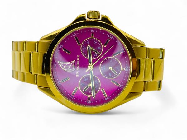 Uniek Spinnaker | Goudkleurig Horloge met Magenta 