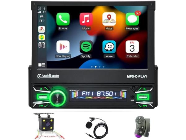 1Din Autoradio Android 15 Apple Carplay & Android Draadloos
