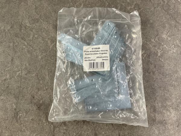 5x platte winkelhaken 20-pack 100x100x20 mm