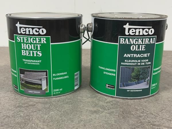 Tenco steigerhoutbeits en bangkairaiolie grijs set 2-delig