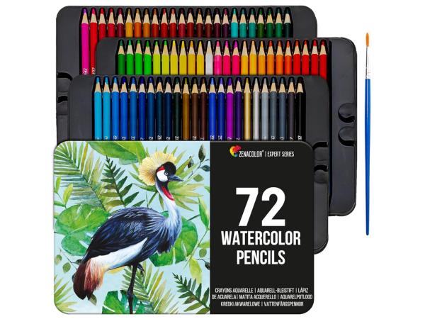 72 professionele aquarelpotloden genummerd met penseel