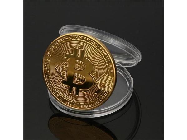 Bitcoin munt In Protector - 24K Goldplated