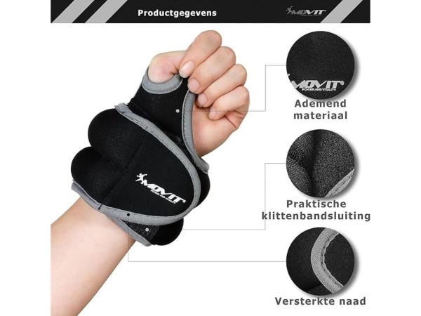 MOVIT® 2 set neopreen gewichtsmanchetten + duimlussen 1.5kg