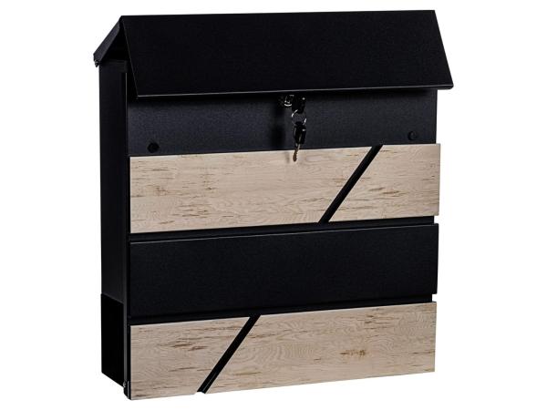 STILISTA Wandbrievenbus, houtlook, zwart en hout