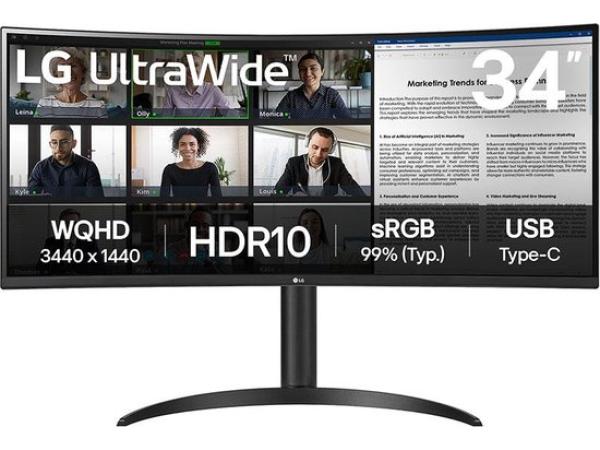 LG 34WR55QK-B - QHD Curved Ultrawide Monitor