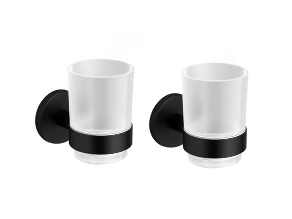 2x Novio glashouder met glas Riga mat zwart
