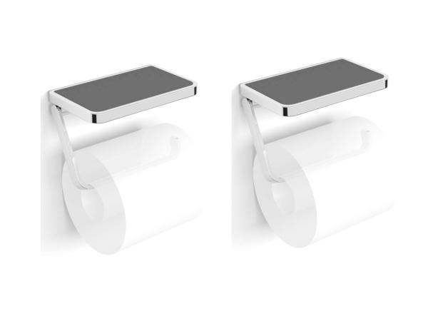 2x Beaux closetrolhouder zonder klep m/ planchet Ulis chroom