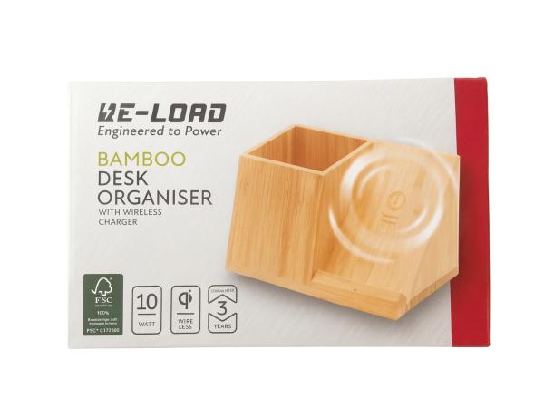 Bamboo bureau-organizer met draadloze oplader