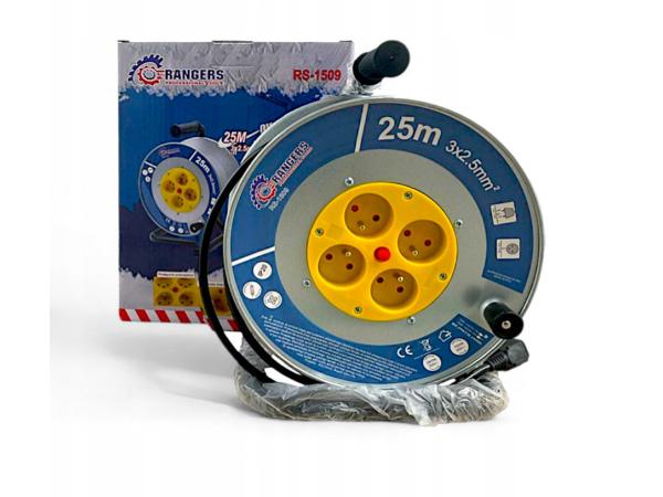 Kabelhaspel - 4 Stopcontacten - 25 meter - 3x2,5mm - Metaal