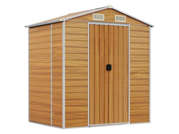 VidaXL metalen tuinschuur houtlook - 130x191x198 cm