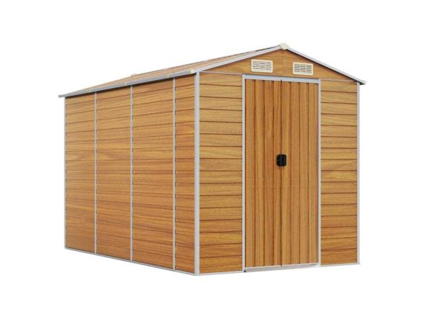 VidaXL metalen tuinschuur houtlook 300x191x198cm