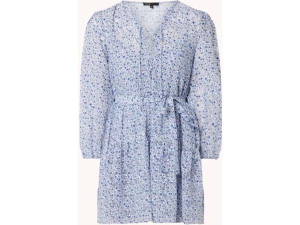 Maje Jurk Blauw Bloemetjes Maat 42