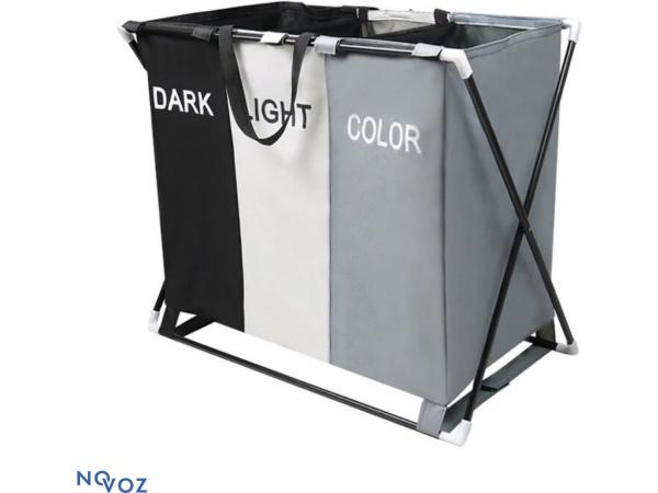 Novoz Wasmand 3 Vakken - Wassorteerder - Waszak - Laundry Basket - 125L