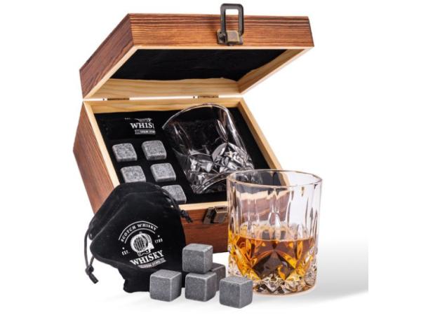 Whisky set met 6 Koelstenen &amp; Whiskey Glas