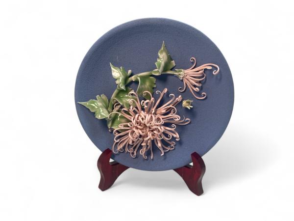 Elegant Japans Sierbordje - Lichtblauw met Roze Bloem