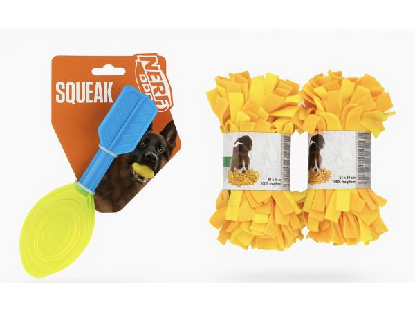 Combi-set: Nerf werpspeeltje + 2x snuffelmat hond