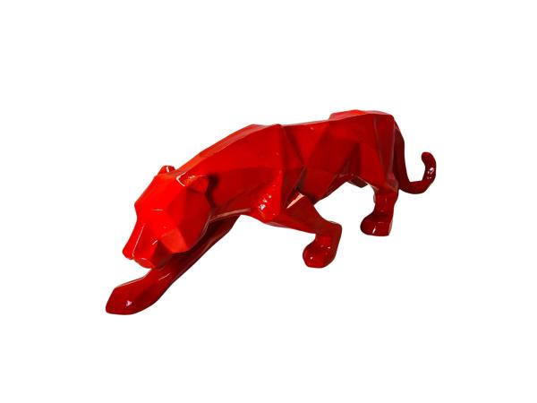 Geometrische Panter Sculptuur | Glanzend Rood