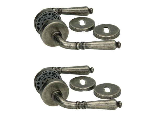 2x Yale deurklinkset op rozet 50mm oud zilver Linea BB