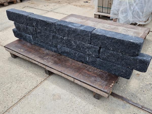 60x Muurblok Antraciet 12x15x50 Cm