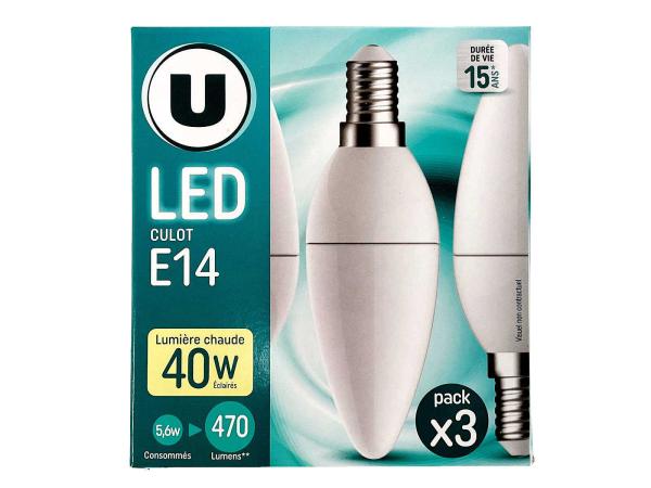 20x U-LED kaars lamp E14 3-pack