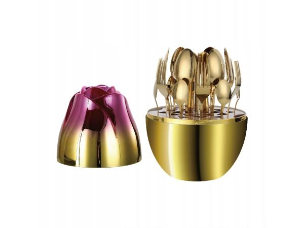 Luxe 24-delig Bestekset in Rozenvorm – 6 persoons - RVS