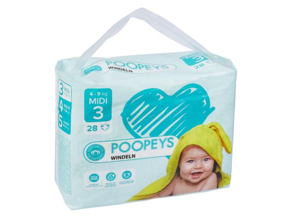 Partij Poopeys Luiers - Maat 3 (4 tot 9 kg) - 29x 28 stuks