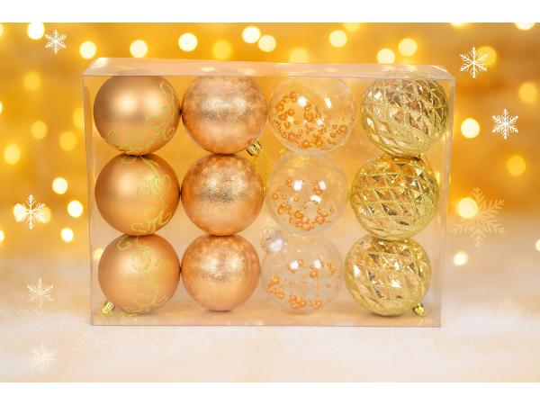 Kerstballenset Roségoud - 24 stuks - 8 cm Diameter