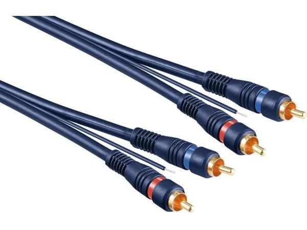 2x Tulp stereo audio kabel met remote draad - verguld - 5 meter