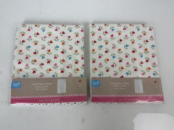 2x lief! Gordijnen Hartjes, Wit | 140x180 cm