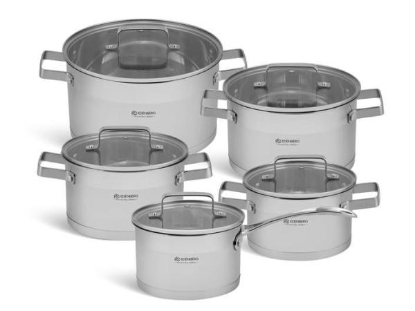 Pannenset - RVS - 10 delig - Voorzien van een Sandwichbodem