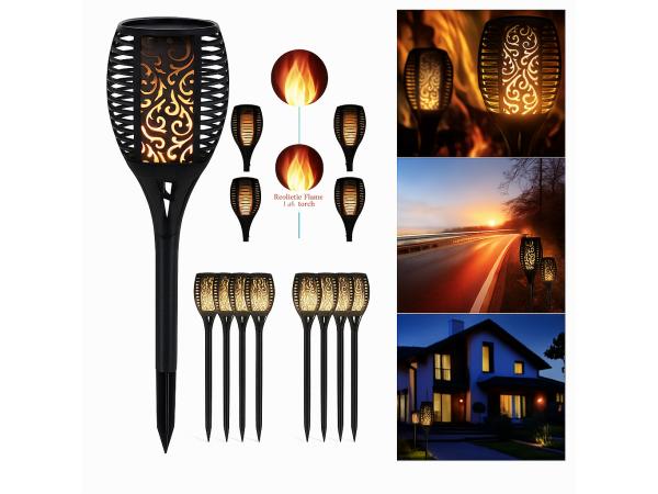 2x Solar LED fakkels met realistisch vlameffect – tuinlampen