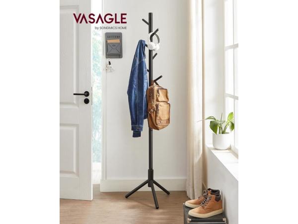  Kapstok massief hout zwart 8 haken