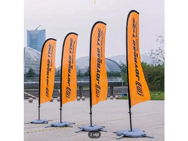 5x Vlaggenmast + voet voor Banner