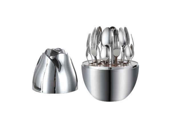 Luxe 24-delig Bestekset in Rozenvorm – 6 persoons - RVS