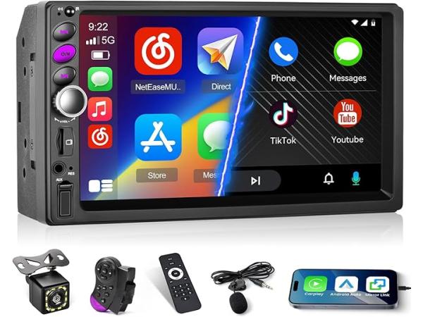 Hikity 2-DIN Autoradio met 7″ Touch ‒ CarPlay & Android Auto