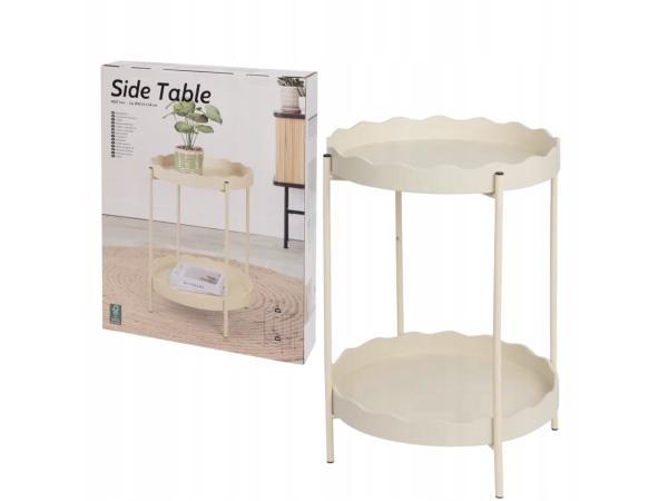 Salontafel rond 41 x 41 x 54 cm, beige tinten