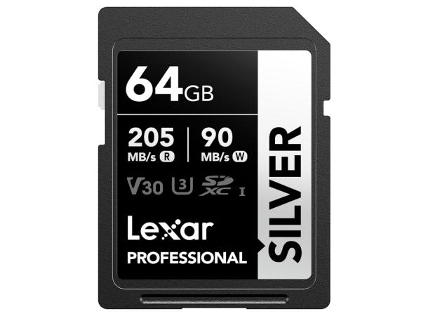 Lexar 64GB SD-kaart ZILVER, tot 205MB/s