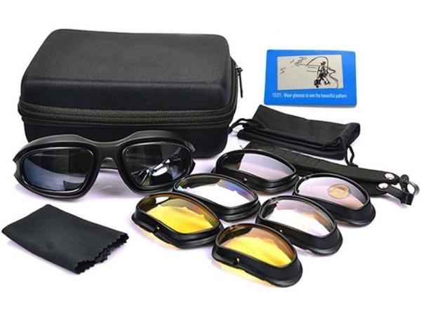 10 Stuks Sport Zonnebril Set met Case - Met Vervangende Lenzen - Zwart