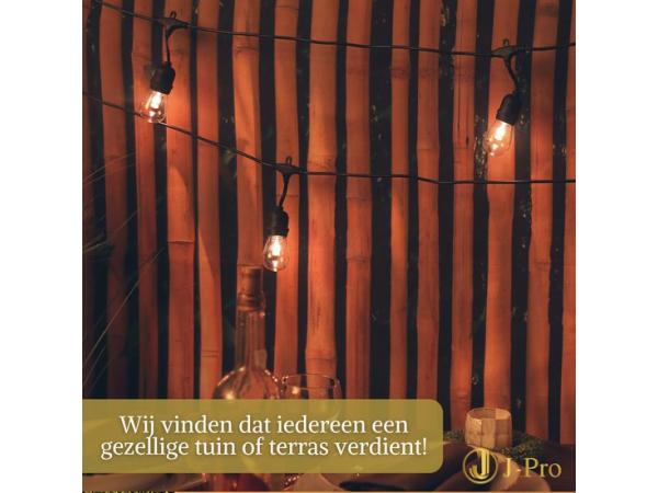 J-Pro Big 15 Lichtsnoer Buiten op Zonne-Energie - Solar Tuinverlichting - Buiten Lichtslinger - 15 LEDs Tuinverlichting Zonne-Energie - 13,5+2m